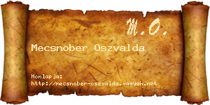 Mecsnober Oszvalda névjegykártya